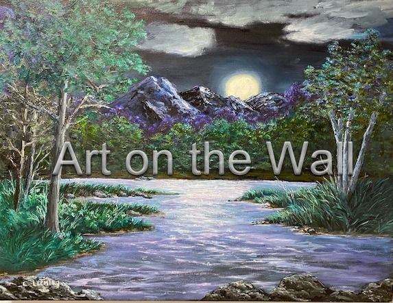 w   Moonlit Night   Cathy Leeming  Oil   375.00